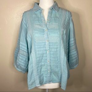 NWOT Sundance light blue button up blouse
